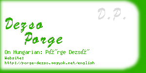 dezso porge business card